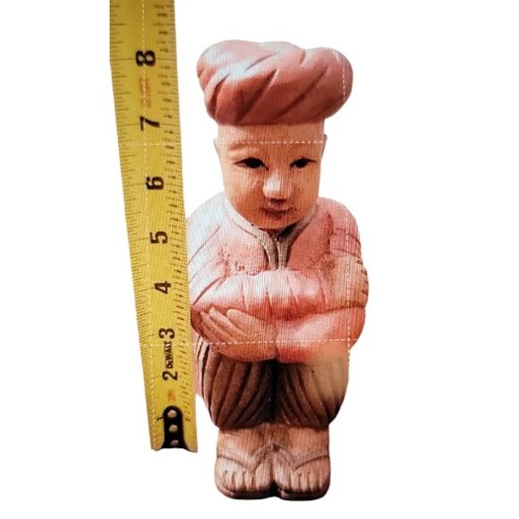 Vintage Hand Carved Wood Figure Man Turban Seated Pose Folk Art - Picture 6 of 8